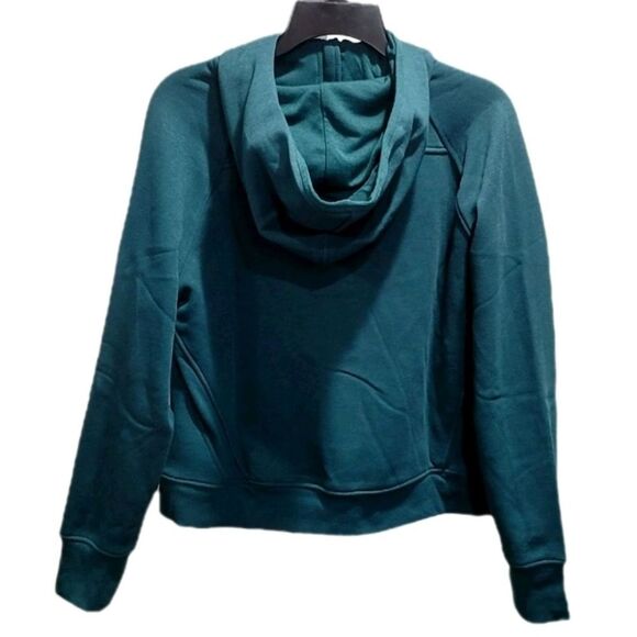 Danskin Half Zip Mixed Rib Cozy Hoodie Thumbholes Kangaroo Pocket Green Women XS - Picture 7 of 10